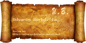 Udvaros Borbála névjegykártya
